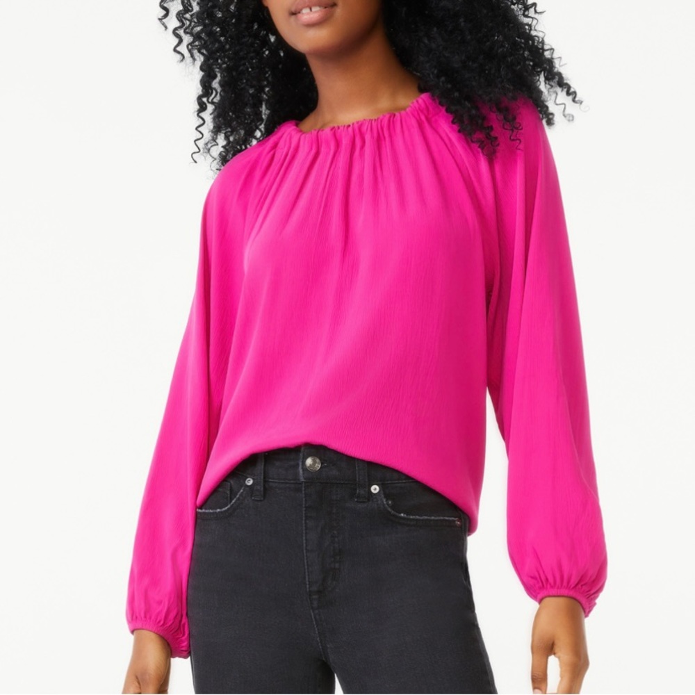 Scoop Womens Blousen Bow Back Top Size Large (12-14) hot pink